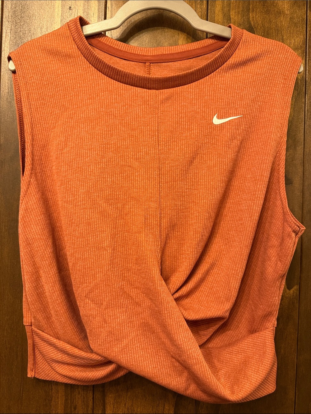 Nike Women's Rust Orange Sleeveless Twist-Front Tank